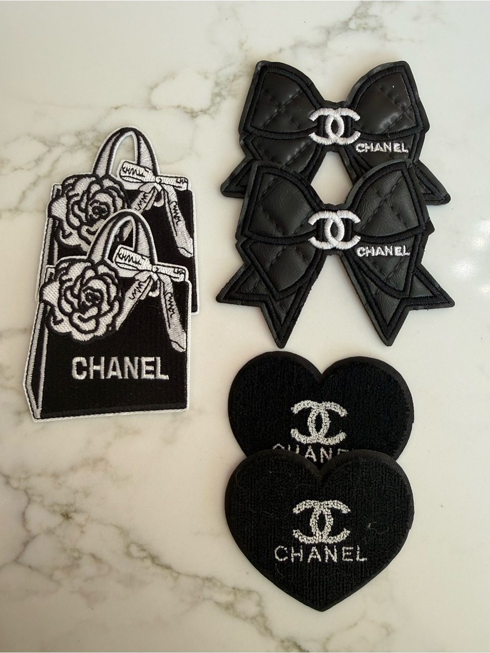 Adorable Hand Crafted Black & White Iron on Patch Set